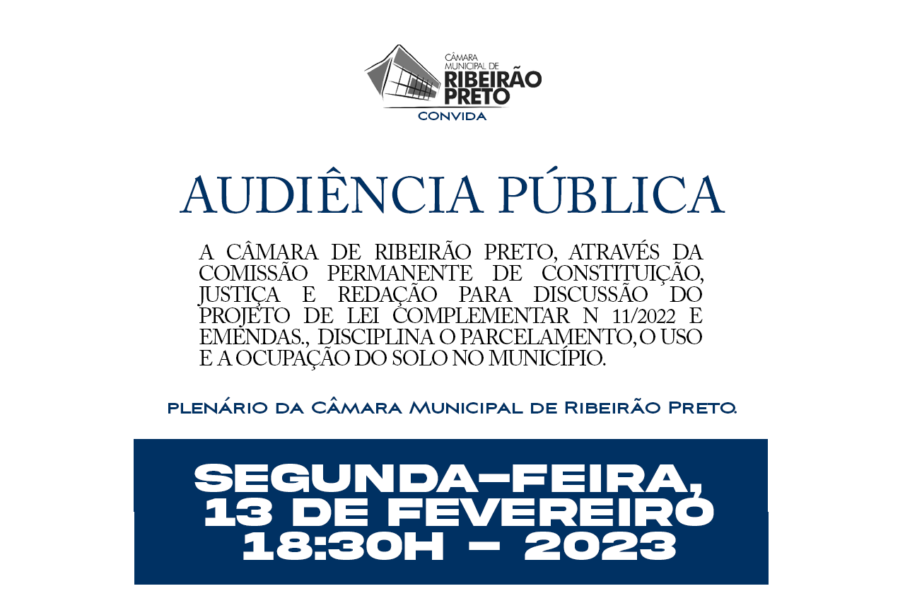 Câmara convida para Audiência Pública sobre Lei de Uso e Ocupação do Solo