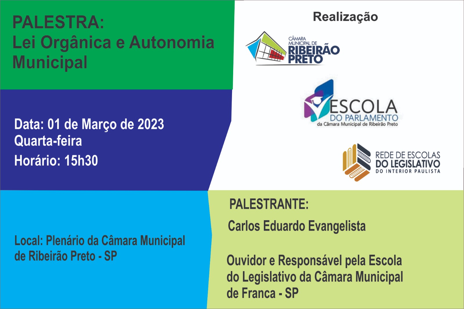 Câmara Municipal promoverá palestra sobre "Lei Orgânica e autonomia municipal" 