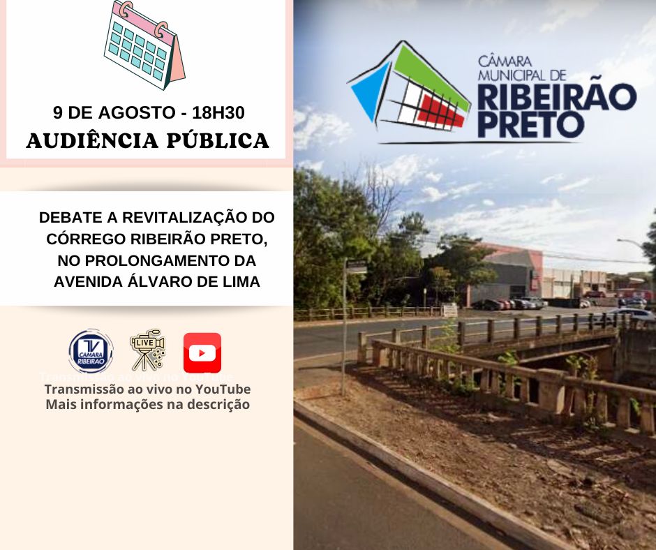 Câmara debaterá revitalização do Córrego Ribeirão Preto